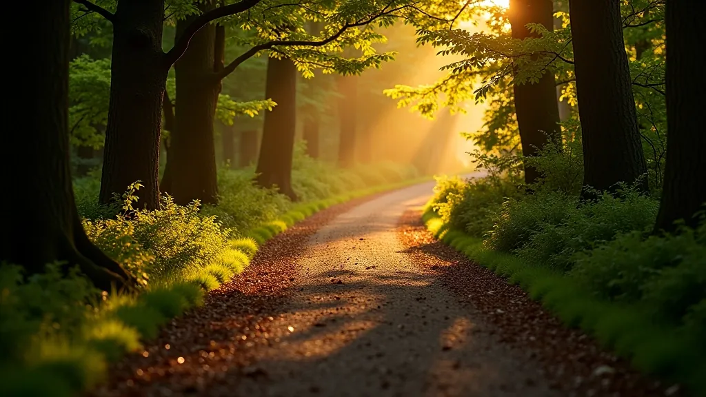 Scenic view of Wicklow forest with winding path and natural landscape in morning light